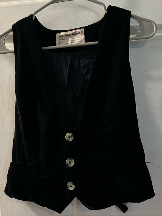 Free People Jackets & Blazers - Free People Black Velvet Button-Front Vest